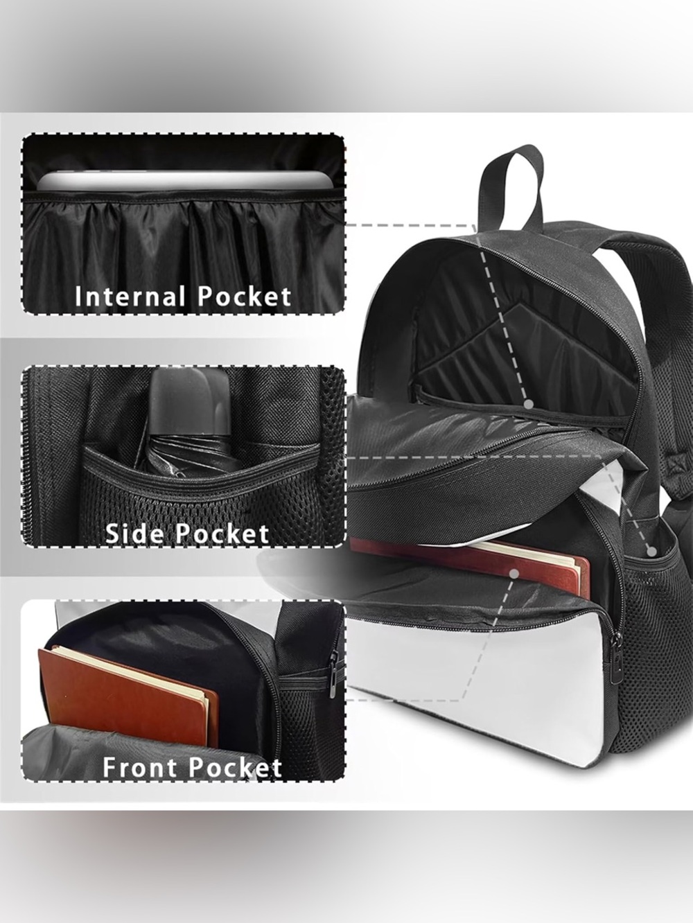 Sunset Horses Print Backpack/Bookbag with Lunch Box, Pencil Case, & Water Bottle - Picture 3 of 12